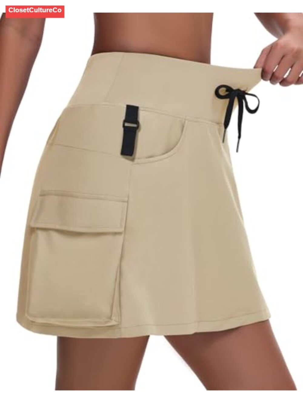 Hiking Cargo Skort High Waisted Golf Tennis Skirt with Liner Quick Dry